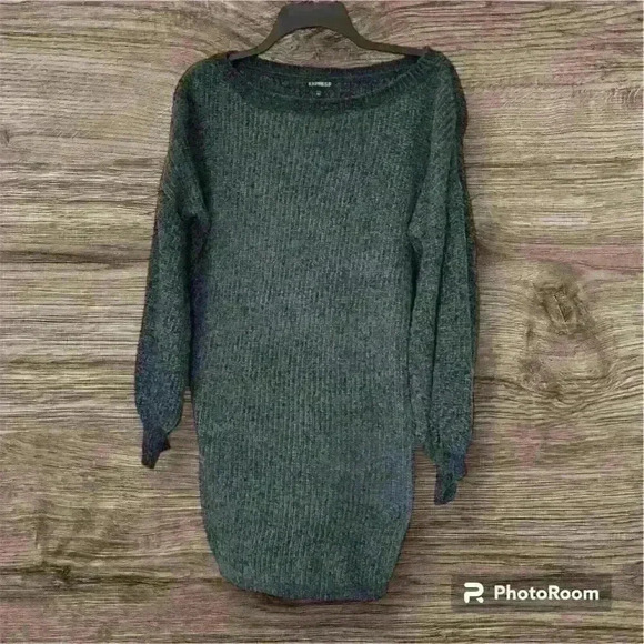 Express brand oversized sweater XXS Grey/Green - Picture 1 of 1